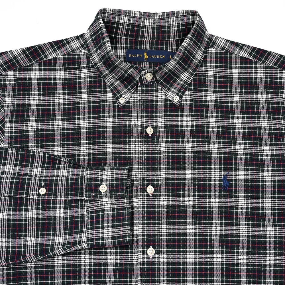 Polo Ralph Lauren Men's Large‎ Oxford Plaid L/S Button Down Shirt Preppy Casual